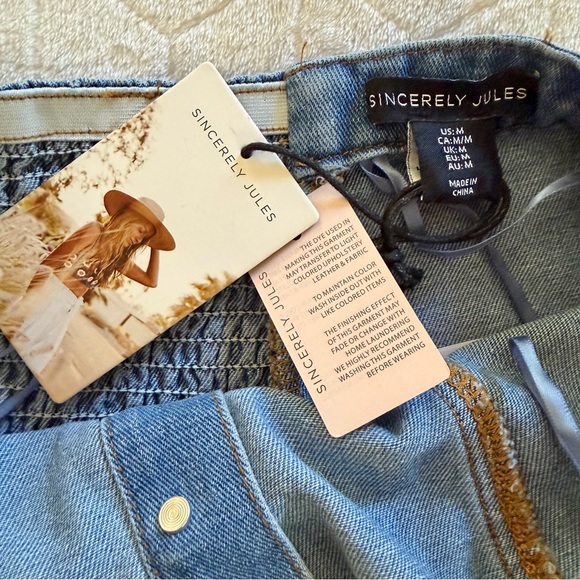 Sincerely Jules Denim Strapless Midi Dress Back Slit Size Medium NWT - Picture 10 of 13